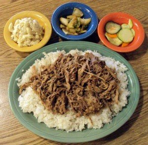 Kalua Pork Bento smoked pork slow cooked hawaiian style at Hula Boy Charbroil in Vancouver WA